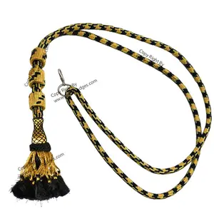 Cordon de cincture pour croix pectorale de l'évêque avec nœud, cordons croisés pectoraux personnalisables de couleur noir et or