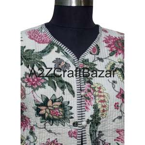 Veste courte en coton biologique 100% pour femmes, style vintage, patchwork, imprimé ethnique, matelassée, faite à la main, réversible, écologique, automne-hiver - Product Image 3