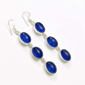 ต่างหูหินอเวนเจอรีนสีฟ้าแบบหลายเส้นต่างหูคริสตัลแบบห้อยทำด้วยมือเครื่องประดับ Boho อัญมณีธรรมชาติ - Product Image 1