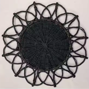 Best Seller High Quality Handcrafted Rattan Charger Plates Flower Fringe Rattan <b>Placemats</b> from Vietnam <b>Wicker</b> Crafts - Product Image 4