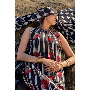 Ensemble de 3 pièces non cousues en tissu lawn pour femme, noir et blanc, qualité supérieure - Product Image 1