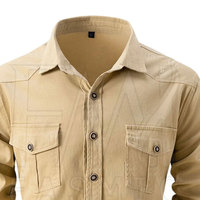 Kemeja Safari Wanita Lengan Panjang 100% Katun, Bernapas, Cocok untuk Luar Ruangan, Warna Solid, Pola Beragam, Banyak Kantong, Dapat Dipesan Sesuai Warna