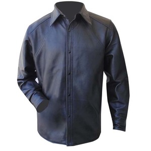 Factory-Made Men's Casual Satin <b>Leather</b> <b>Shirts</b> for Spring Season - Product Image 1