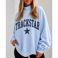 Sweat-shirt oversize à col rond pour femme, blanc, en coton, imprimé lettres, manches longues, automne, Trackstar, OEM, marque privée
