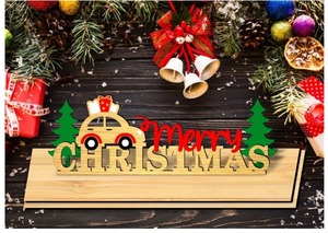 Regalos de Navidad Decoración de Año Nuevo Envío gratis Adorno de mesa de madera de Navidad Decoración de Feliz Navidad para la decoración del hogar - Product Image 2