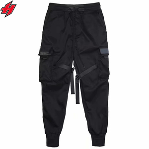 Cyberpunk streetwear กางเกงผู้ชาย, กางเกงฮาราจูกุกางเกงขายาวหลายกระเป๋ากางเกงนินจาทรงฮิปฮอปสีดำ - Product Image 4