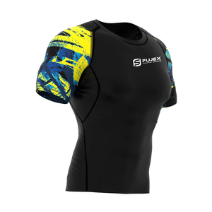 Rashguard pour homme de qualité supérieure - Spandex/Polyester, confortable, respirant, séchage rapide, protection anti-UV, manches courtes personnalisables, couleur au choix - Product Image 6