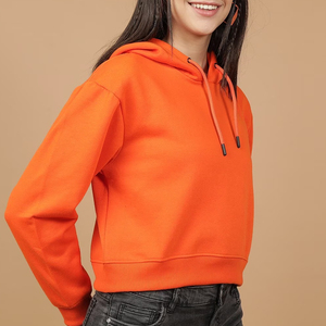Haute qualité personnalisé recadrée pull à capuche pour les femmes à manches longues haut court Streetwear sportif respirant blanc sweats à capuche hiver - Product Image 3