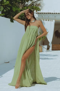 Robe d'été en mousseline de soie à fleurs Maxi Beach Dress Casual Women Custom Long Elegant Halter Backless Maxi Dress Ladies - Product Image 6