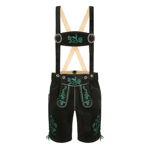 High Quality Lederhosen <b>Shorts</b> Brown Color 100% Cowhide Suede Custom Embroidered Design Lederhosen <b>Shorts</b> - Product Image 1