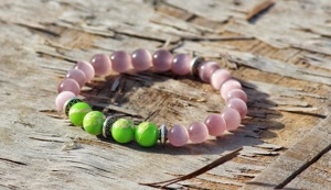 Sélénite rose lisse perlée pour bracelet pierre précieuse de sédiment extensible en acier inoxydable pour les fêtes d'anniversaires de mariages - Product Image 3