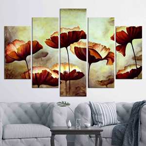 Lienzo Decorativo Moderno con Estampado Floral: Decoración de Pared Estilo Rústico, Juego de 5 Lienzos Variados - Product Image 1