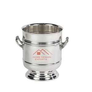 Seau à glace à champagne avec poignée et base de support disponible à bas prix refroidisseur à vin en métal gravé nickel de haute qualité - Product Image 3