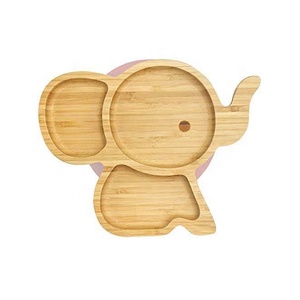 Fabricant vietnamien vente en gros assiette à compartiments en bois d'acacia assiette en forme d'éléphant pour enfants OEM Logo personnalisé variété de choix - Product Image 1