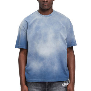 Custom Men's T-shirts Heavyweight Blank Crew Neck T-shirts High Quality Streetwear Acid Water Washed Blank T-shirts for Men - Product Image 1