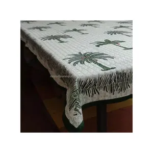 Top Quality Decorativo Khajoor Handmade Bloco Impresso Algodão Voile Toalha De Mesa Bordada Para Venda