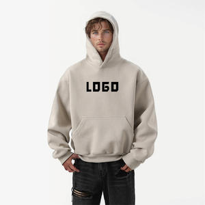 Sweat à capuche épais et lourd de haute qualité 100 % coton, uni, brodé, de luxe, pour l'automne, personnalisable, écologique - Product Image 2