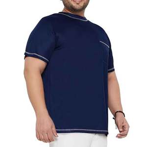 Elegante Camiseta de algodón azul o cuello contraste costura con logotipo personalizado bordado Premio al por mayor - Product Image 4