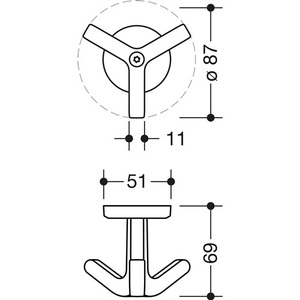 HEWI Series 477 Matt Elastic 18 Mustard Yellow Wall Hooks & Coat <b>Racks</b> Triple Hook with 69mm Height and 51mm Diameter" - Product Image 4
