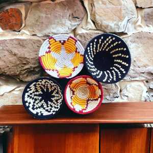 Juego de 4 cestas de mimbre para colgar en la pared hechas a mano de la mejor calidad, hierba Sabai, decoración de pared de mimbre tejida a mano para sala de estar - Product Image 2