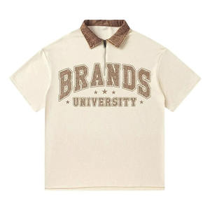 Polos grande taille personnalisés avec impression de lettres pour hommes vente en gros à bas prix T-shirt de golf POLO tricoté à manches courtes et à col rabattu pour hommes - Product Image 1