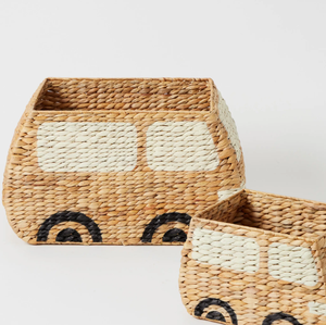 Cesta Natural tejida de jacinto de agua al mejor precio, organización de almacenamiento de coche colorida para niños en caja al por mayor en Vietnam - Product Image 1