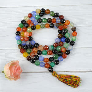 Collier Mala en Cristal d'Onyx Multicolore, Pierre Naturelle de Guérison pour la Force et la Protection - Product Image 4
