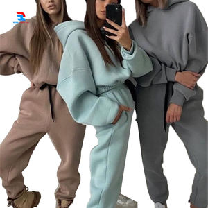 Survêtement de course d'hiver pour femmes de haute qualité respirant polaire survêtement pull à capuche avec logo en gros coupe ample - Product Image 1