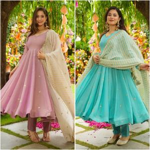 <b>Women</b> <b>s</b> Designer Faux Georgette Gown Set Embroidery Sequence Work Digital Print Dupatta Ready To Wear Ethnic <b>Dress</b> - Product Image 4