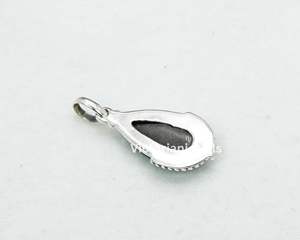 925 argent sterling massif novembre mois pierre de naissance arc-en-ciel obsidienne avec lunette réglage poire forme pendentif à breloque - Product Image 5