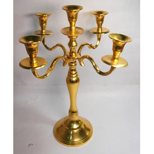 Bougeoir candélabre le plus vendu bougeoir de qualité supérieure taille personnalisée candélabre de mariage pièce maîtresse finition dorée - Product Image 3