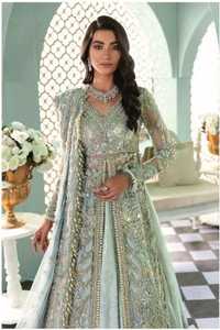 Chemise ouverte longue avec dupatta, broderie, travail de pierres et de perles, Lahnga Lehenga Choli de mariée, prix de gros - Product Image 3