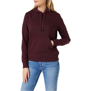 Sweat-shirt femme en coton et fibre de bambou, couleur bordeaux, service OEM ODM, logo personnalisé, poche kangourou, pull de haute qualité, toile d'hiver - Product Image 6