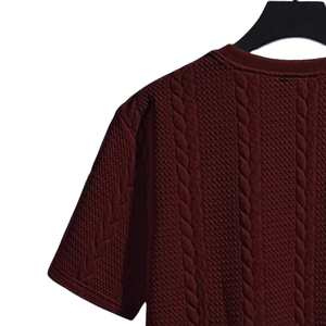 Mens Solid Textured <b>Quilted</b> Short Sleeve O-Neck Casual Knit Top Regular Fit Premium Streetwear <b>Summer</b> Breathable Quick Dry - Product Image 4