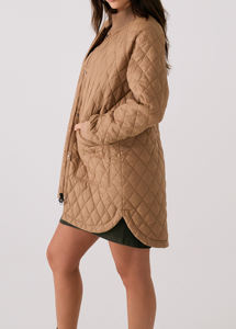 Veste isolée matelassée élégante en diamant pour femmes, vêtements décontractés et d'extérieur de luxe à la palangre avec col côtelé et poches à rabat, vestes - Product Image 3