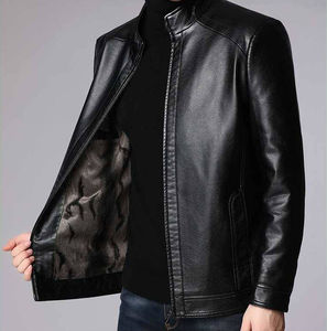 Chaqueta de cuero de calidad superior caliente calidad para Hombres estilo con cuero de vaca 100% original con chaqueta de cuero interior de piel - Product Image 3