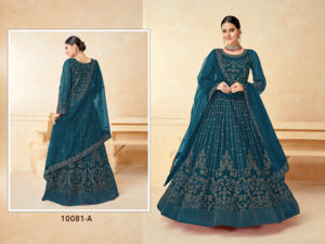 High Quality Heavy Thread Anarkali Salwar Kameez Sexy Wedding Wear with <b>Net</b> <b>Dupatta</b> Top Manufactured Indian & Pakistani Clothing - Product Image 3