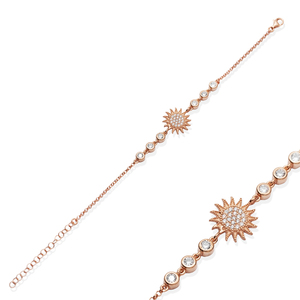 Bracelet à breloques en forme de pierre de zircon clair de conception solaire, vente en gros, fabrication artisanale turque, argent sterling 925, tendance pour femmes, certifié - Product Image 3