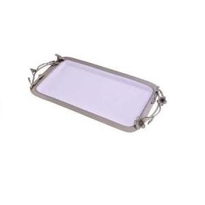 Plateau de service en métal de forme arrondie, Style Unique, poli et brillant, fait à la main, finition argentée - Product Image 4