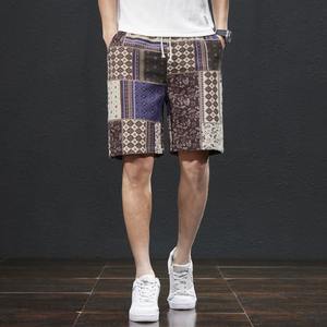 Short de plage à imprimé ethnique pour hommes, respirant, élastique, polyvalent, décontracté, motif uni, nouveau design - Product Image 2