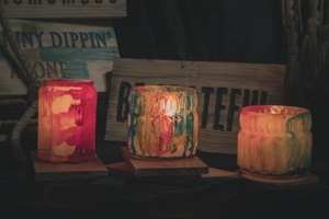 Custom Blown Grey-Yellow Marbleized Fancy High-Quality Handmade Decorative Multi-purpose <b>Small</b> Square Petal <b>Candle</b> Glass Votive - Product Image 3