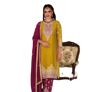 Vente en ligne de costumes de travail en soie avec broderie premium pour femmes - Product Image 1