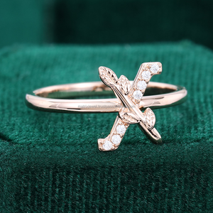 Solid Rose Gold "X" <b>Initial</b> <b>Ring</b> Pave Diamond Jewelry Handmade a to Z Minimalist Letters <b>Ring</b> Diamond Jewelry "X" Letter <b>Ring</b> - Product Image 2
