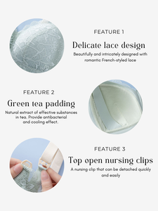 Extrait de thé vert 2 tons haut en dentelle allaitement ouvert grande taille prénatal post-partum momies bikini culotte adulte maternité rembourrée solide - Product Image 4