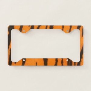 Tiger Stripes <b>LED</b> License Plate Frame Carbon Fiber Car <b>Number</b> Plate Cover Holder Compatible Tesla Ford Mainly Metal Material - Product Image 1