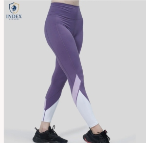 INDEX APPAREL Leggings de Cintura Alta para Mujer, Largos, con Bloques de Color, Geométricos, Deportivos, Elásticos, Transpirables y de Compresión - Product Image 1