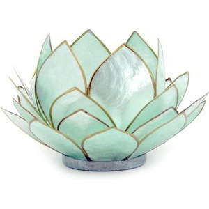 Attractive Design Natural Capiz Shell Lotus <b>Flower</b> Tealight <b>Candle</b> Holder Handmade Seafoam Green Home Decor Accent Best Price - Product Image 1