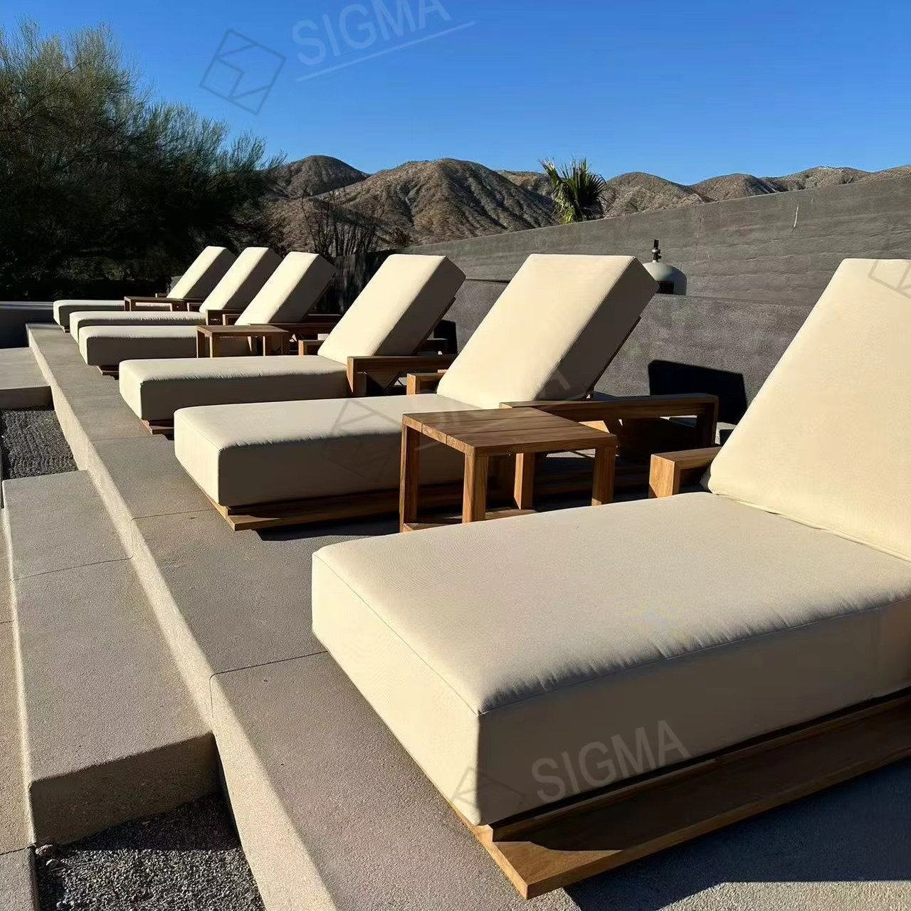 Outdoor patio garden sets pool chair sun lounger chaise teak furniture wood sunbed  pool chair