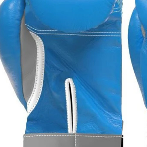 Gants de boxe professionnels en cuir gris bleu ciel avec fermeture velcro au poignet, gants d'entraînement et de sparring pour hommes et femmes - Product Image 5