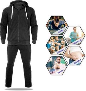 Charcoal Hommes Survêtements Survêtements 2 Pièces Casual Sweat Jogging Costume Ensemble Athlétique Full Zip Hoodies et pantalons de survêtement Tenues - Product Image 2